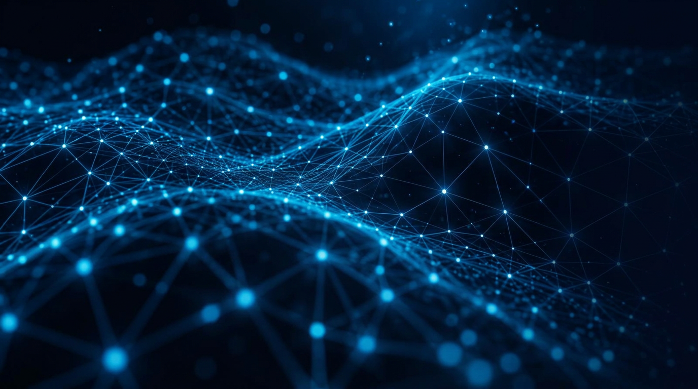 Red neuronal digital que representa la conexión entre estrategia y tecnología